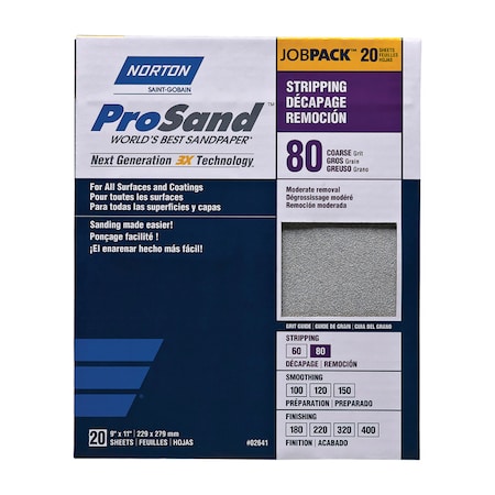 Norton Abrasives Norton ProSand 11 in. L X 9 in. W 80 Grit Aluminum Oxide Sandpaper 20 pk 7660768174